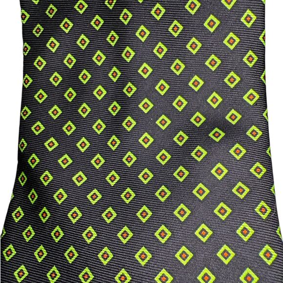 Polo by Ralph Lauren Silk Tie in Black with bright Green Squares 59" - Picture 1 of 5